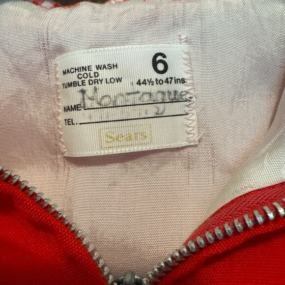 Vintage Sears Hooded‎ Red Gingham Dress Jacket Coat 6 44.5” to 47” Girls Kids - Picture 12 of 12